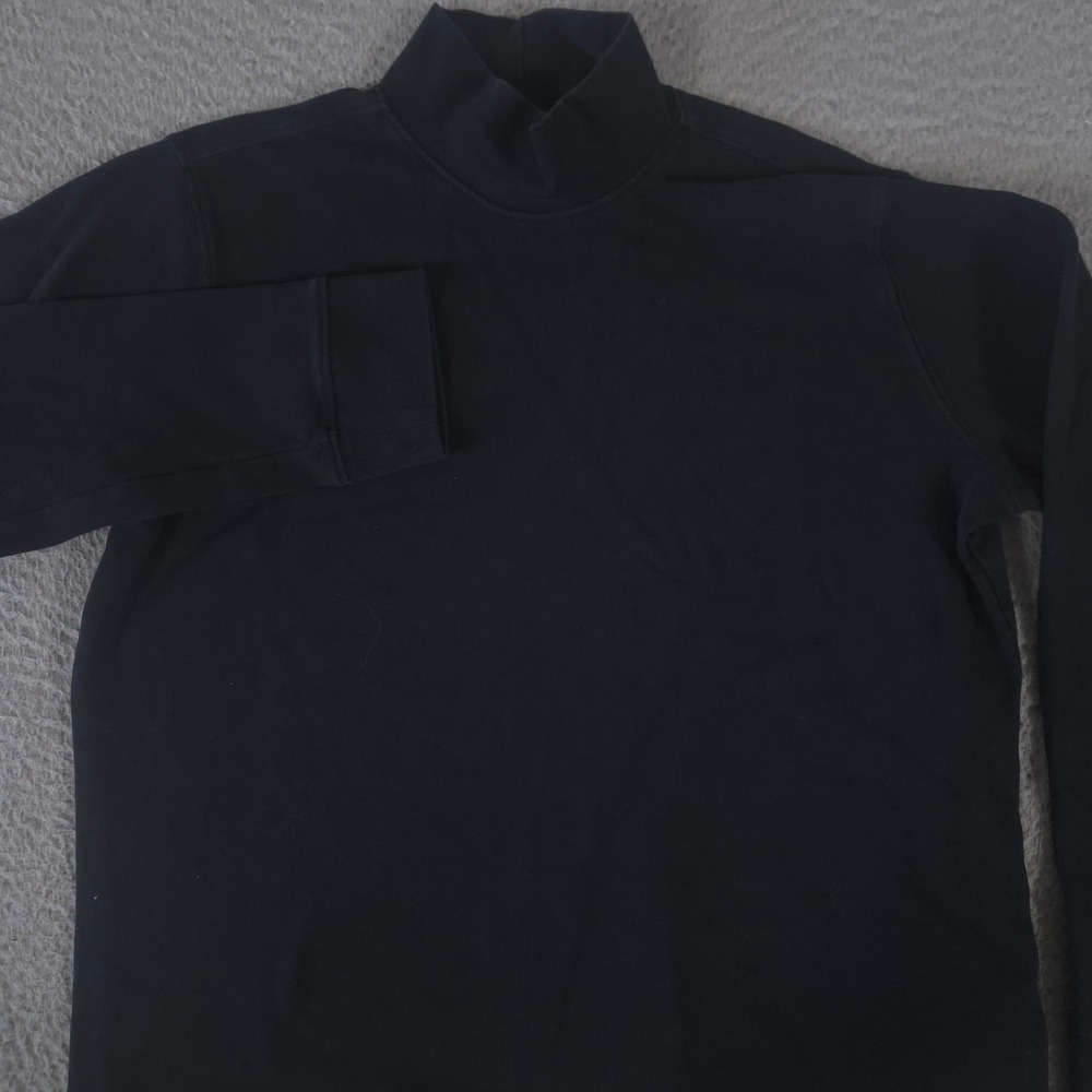 Lands' End Top Womens Small Black Relaxed Cotton Long Sleeve Mock Turtleneck